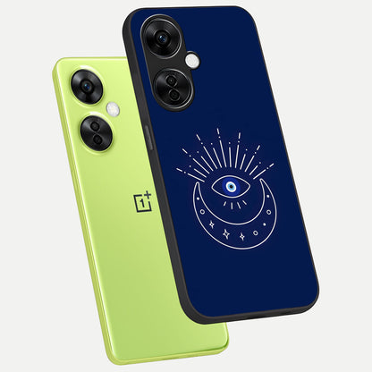  Blue Evil Eye phone case For Oneplus Nord CE3 Lite showing premium glass back cover with detailed artwork