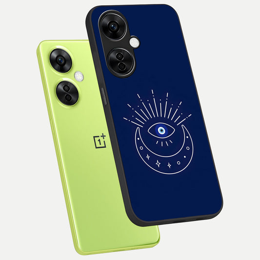  Blue Evil Eye phone case For Oneplus Nord CE3 Lite showing premium glass back cover with detailed artwork
