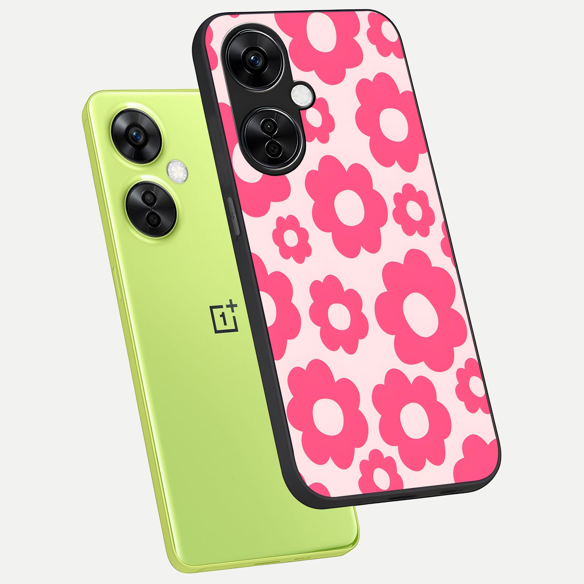  Blush Flower Pop phone case For Oneplus Nord CE3 Lite showing premium glass back cover with detailed artwork