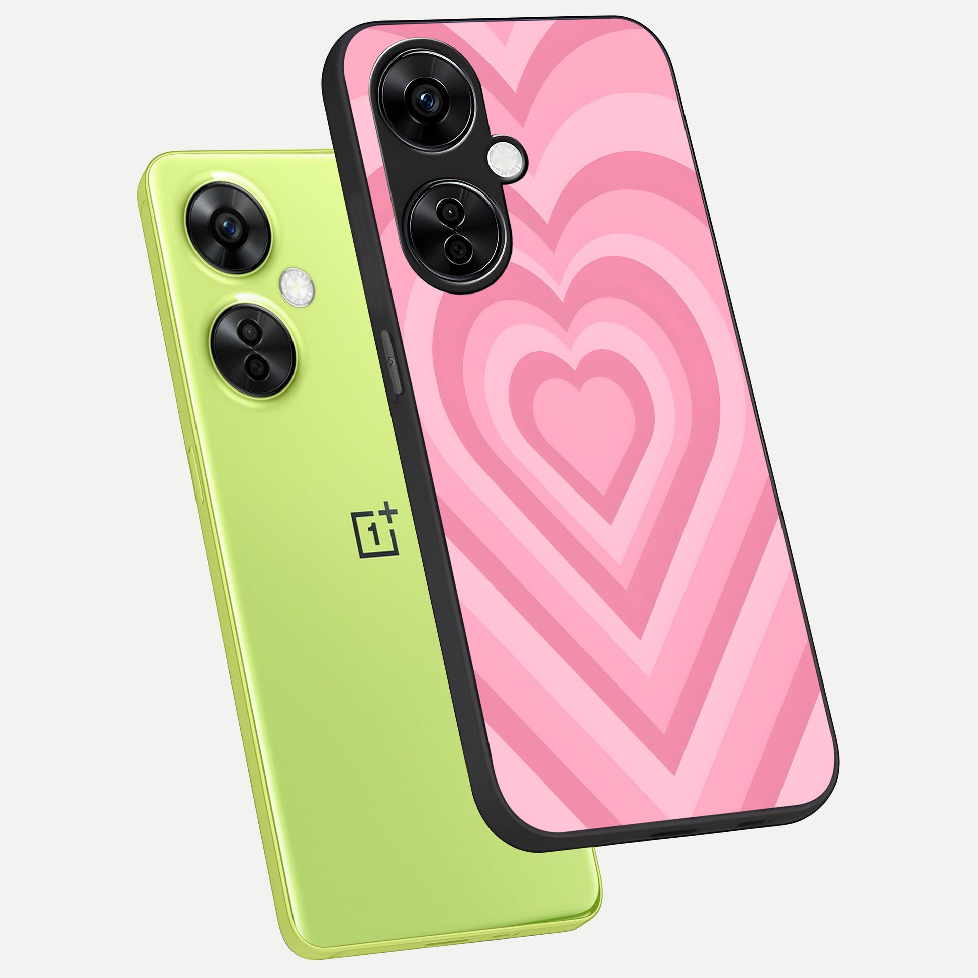  Blush Heart Waves phone case For Oneplus Nord CE3 Lite showing premium glass back cover with detailed artwork