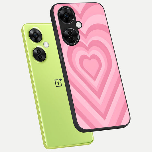  Blush Heart Waves phone case For Oneplus Nord CE3 Lite showing premium glass back cover with detailed artwork
