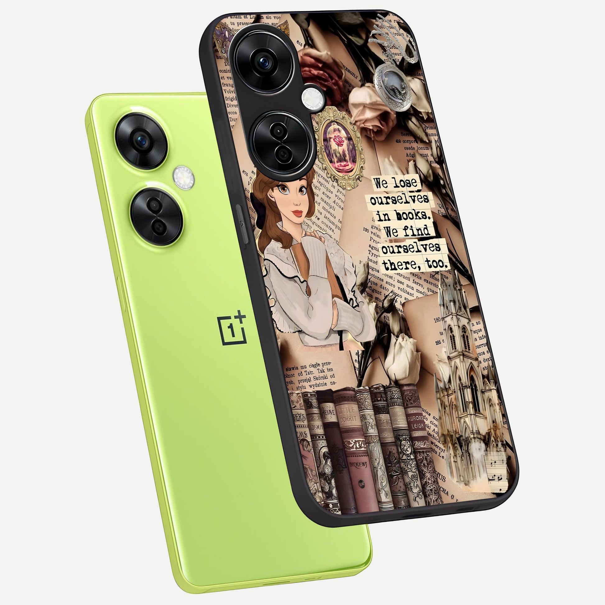  Bookish Dream World phone case For Oneplus Nord CE3 Lite showing premium glass back cover with detailed artwork