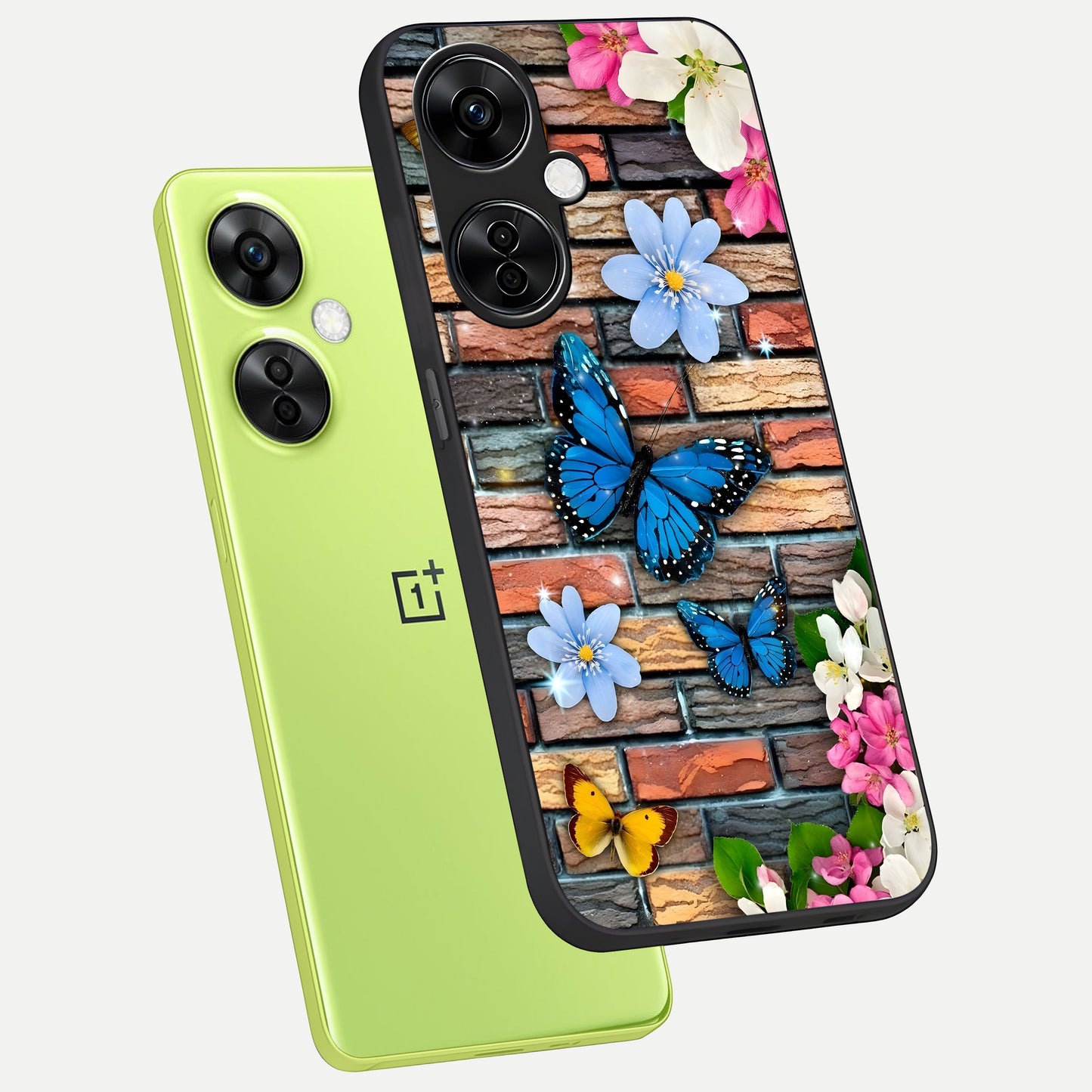  Brick Bloom Flight phone case For Oneplus Nord CE3 Lite showing premium glass back cover with detailed artwork