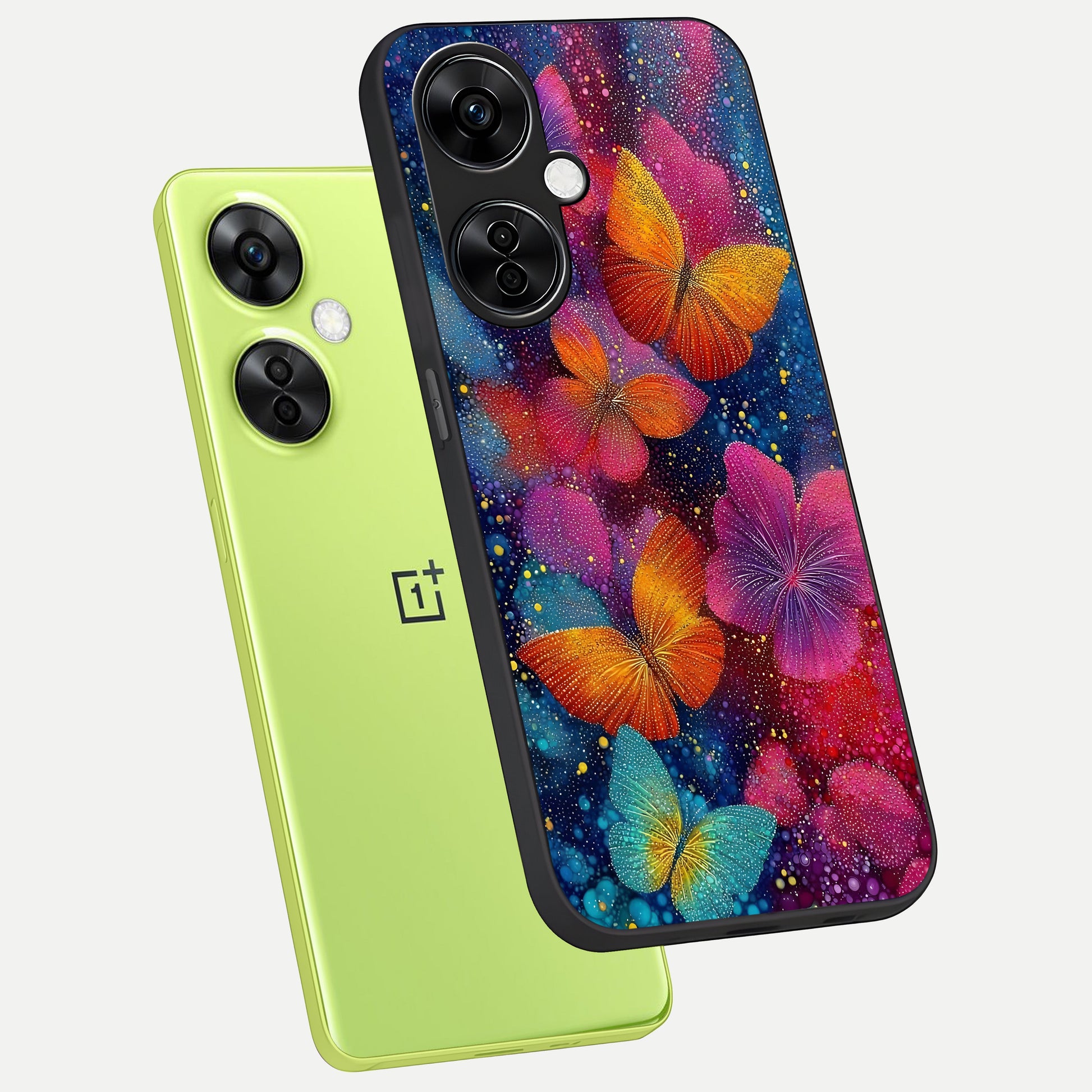  Butterfly Dream Mist phone case For Oneplus Nord CE3 Lite showing premium glass back cover with detailed artwork