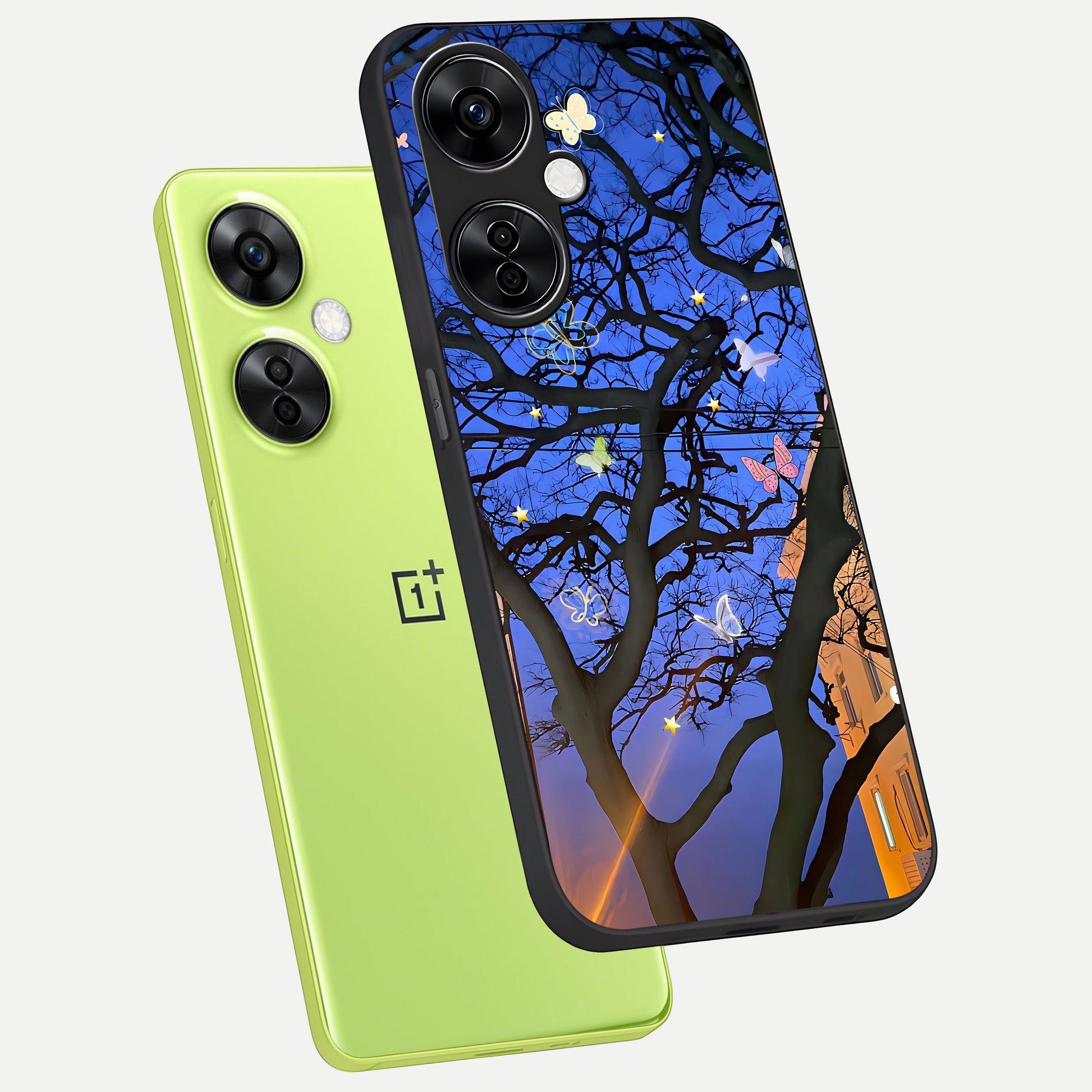  Butterfly Night Magic phone case For Oneplus Nord CE3 Lite showing premium glass back cover with detailed artwork