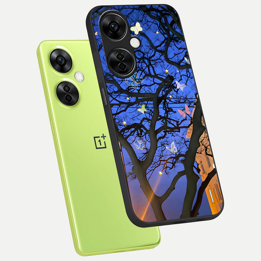  Butterfly Night Magic phone case For Oneplus Nord CE3 Lite showing premium glass back cover with detailed artwork