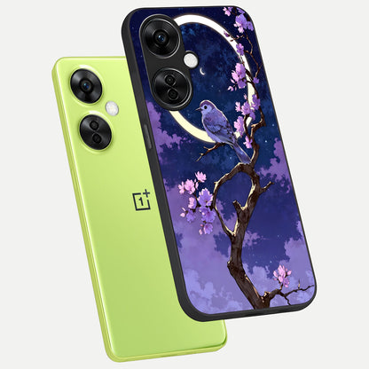  Celestial Bird Blossom phone case For Oneplus Nord CE3 Lite showing premium glass back cover with detailed artwork
