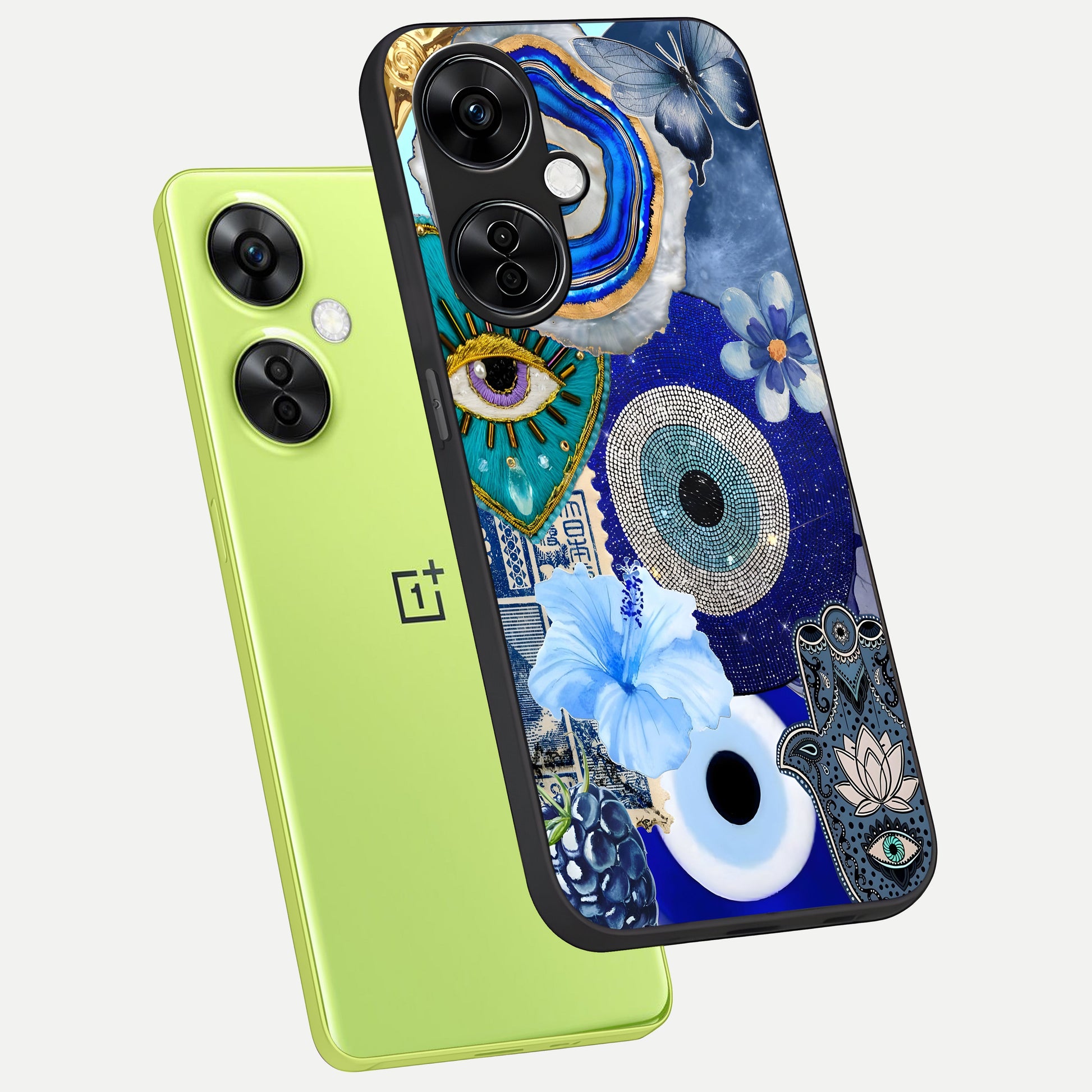  Celestial Blue Vision phone case For Oneplus Nord CE3 Lite showing premium glass back cover with detailed artwork