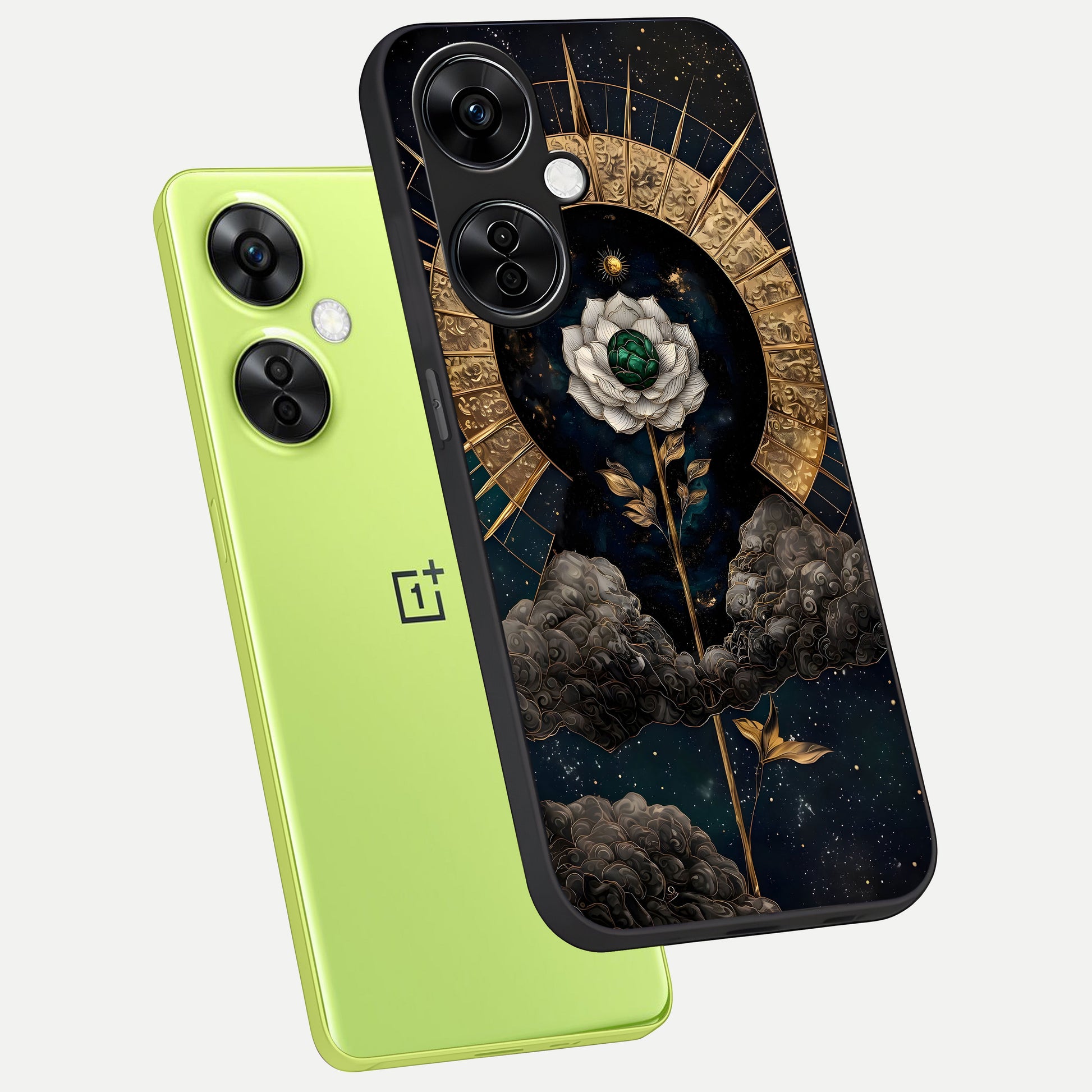  Celestial Lotus Morang phone case For Oneplus Nord CE3 Lite showing premium glass back cover with detailed artwork