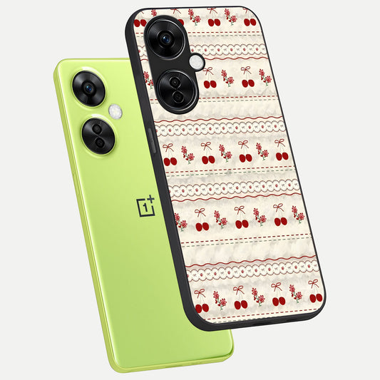  Cherry Bloom Charm phone case For Oneplus Nord CE3 Lite showing premium glass back cover with detailed artwork