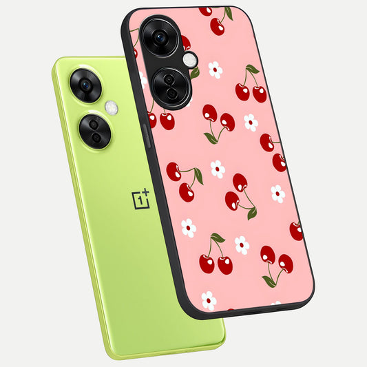  Cherry Love Mood phone case For Oneplus Nord CE3 Lite showing premium glass back cover with detailed artwork