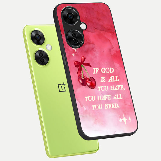  Cherry Quote phone case For Oneplus Nord CE3 Lite showing premium glass back cover with detailed artwork