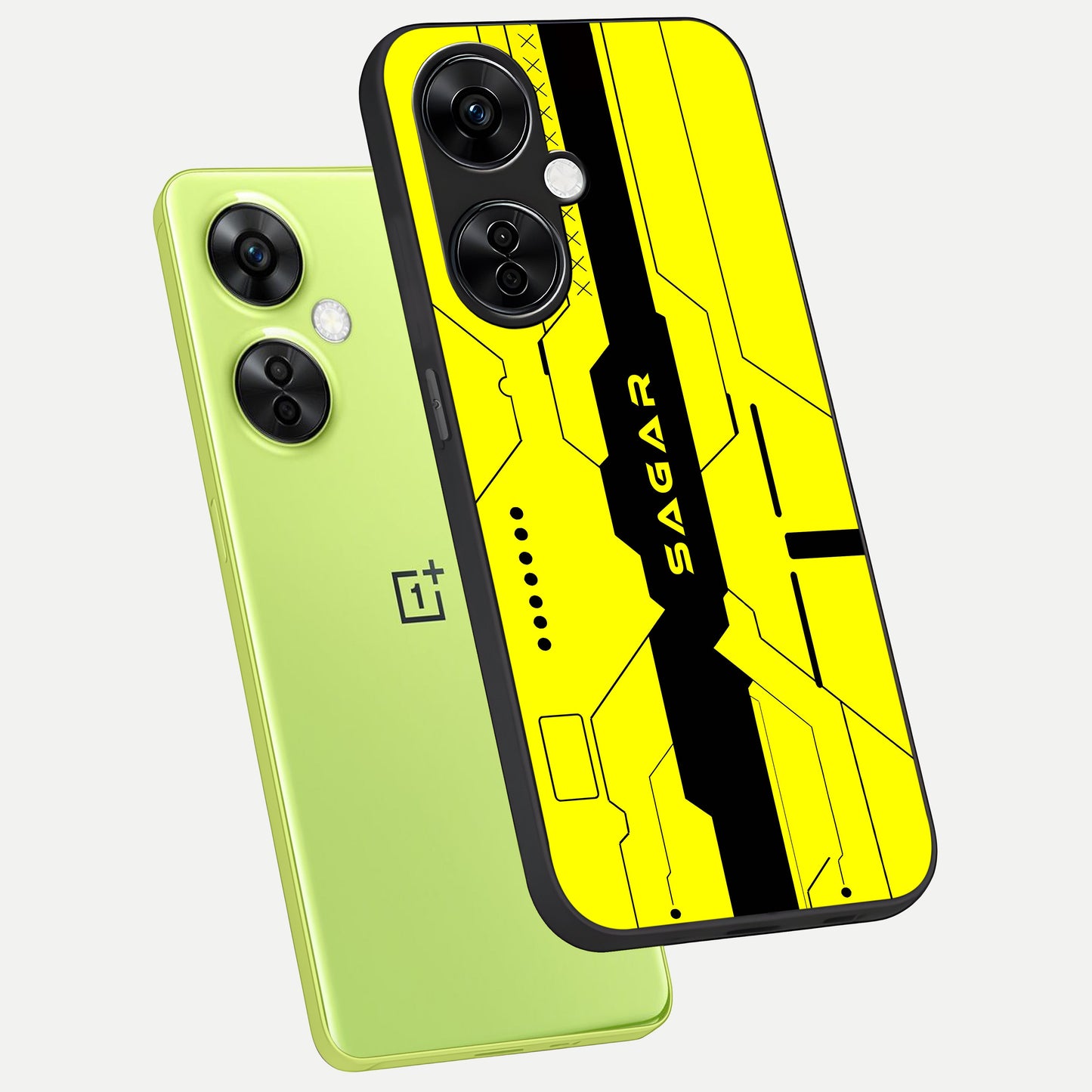  Circuit CYBERPUNK Custom Name phone case For Oneplus Nord CE3 Lite showing premium glass back cover with detailed artwork