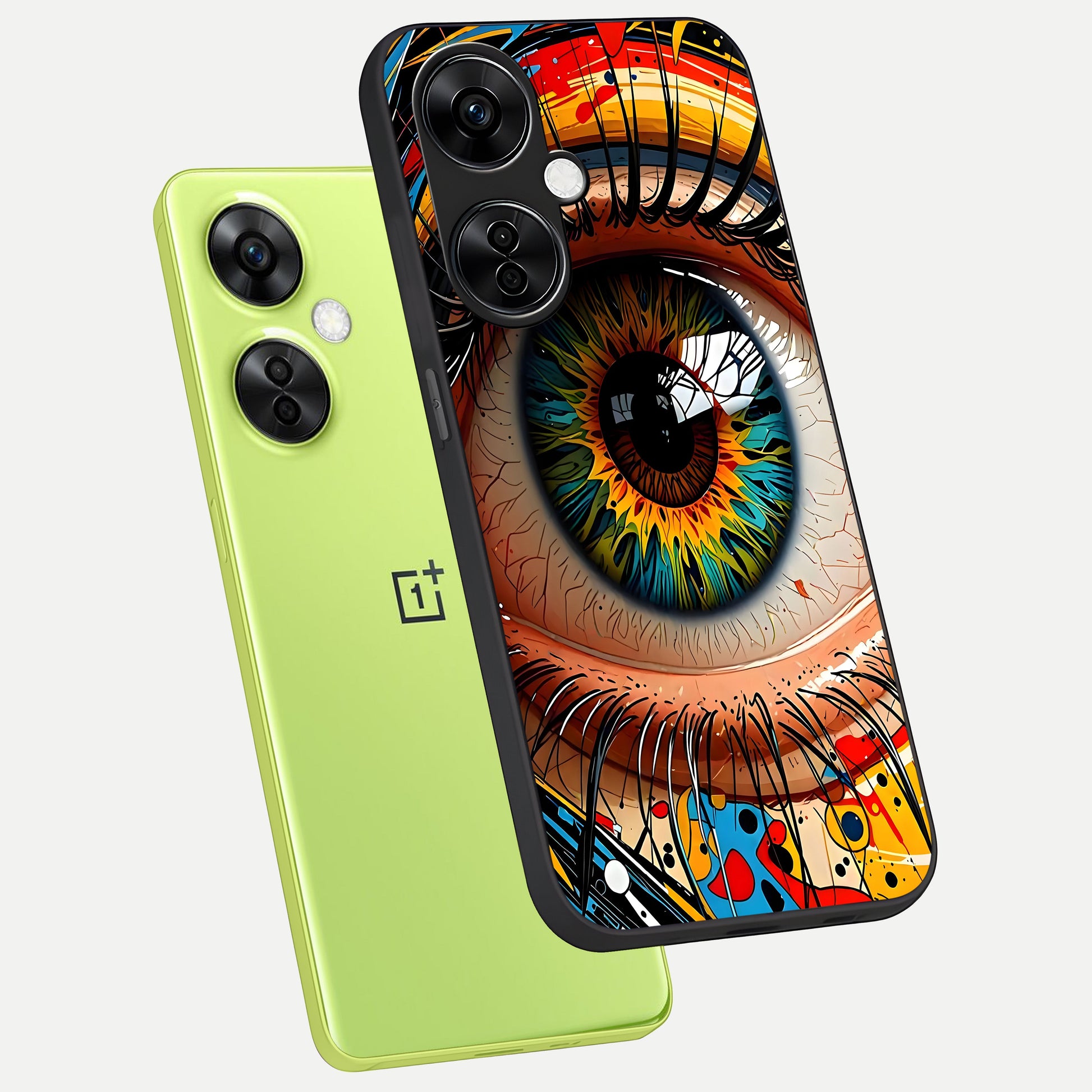  Colorful Eye phone case For Oneplus Nord CE3 Lite showing premium glass back cover with detailed artwork