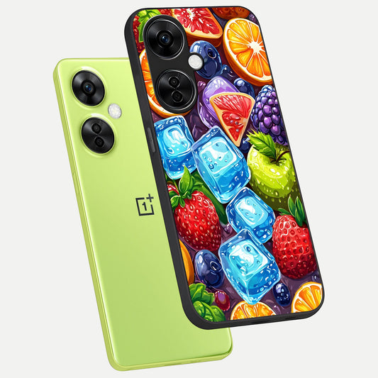  Colorful Fruits with Ice phone case For Oneplus Nord CE3 Lite showing premium glass back cover with detailed artwork