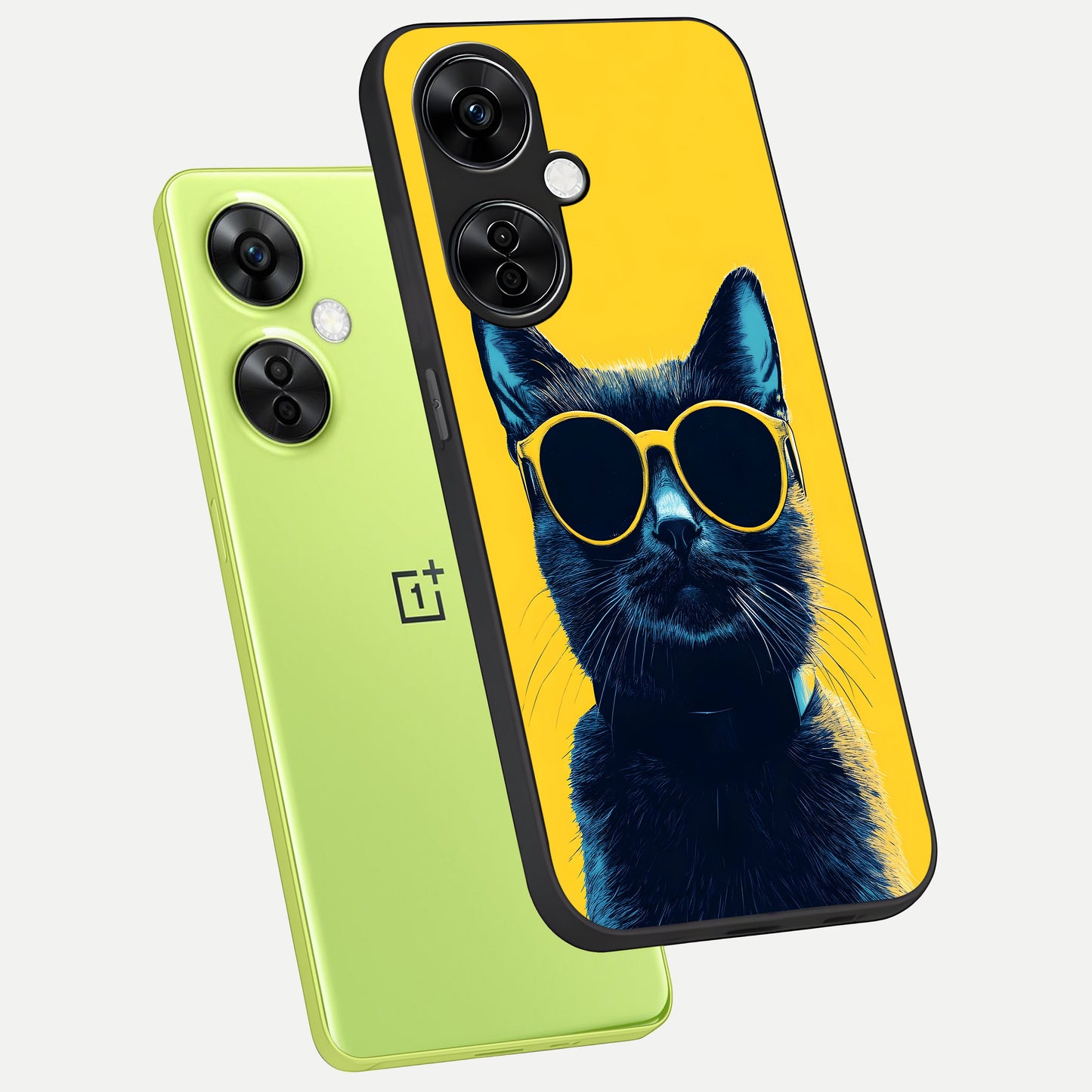 Cool Cat Vibes phone case For Oneplus Nord CE3 Lite showing premium glass back cover with detailed artwork