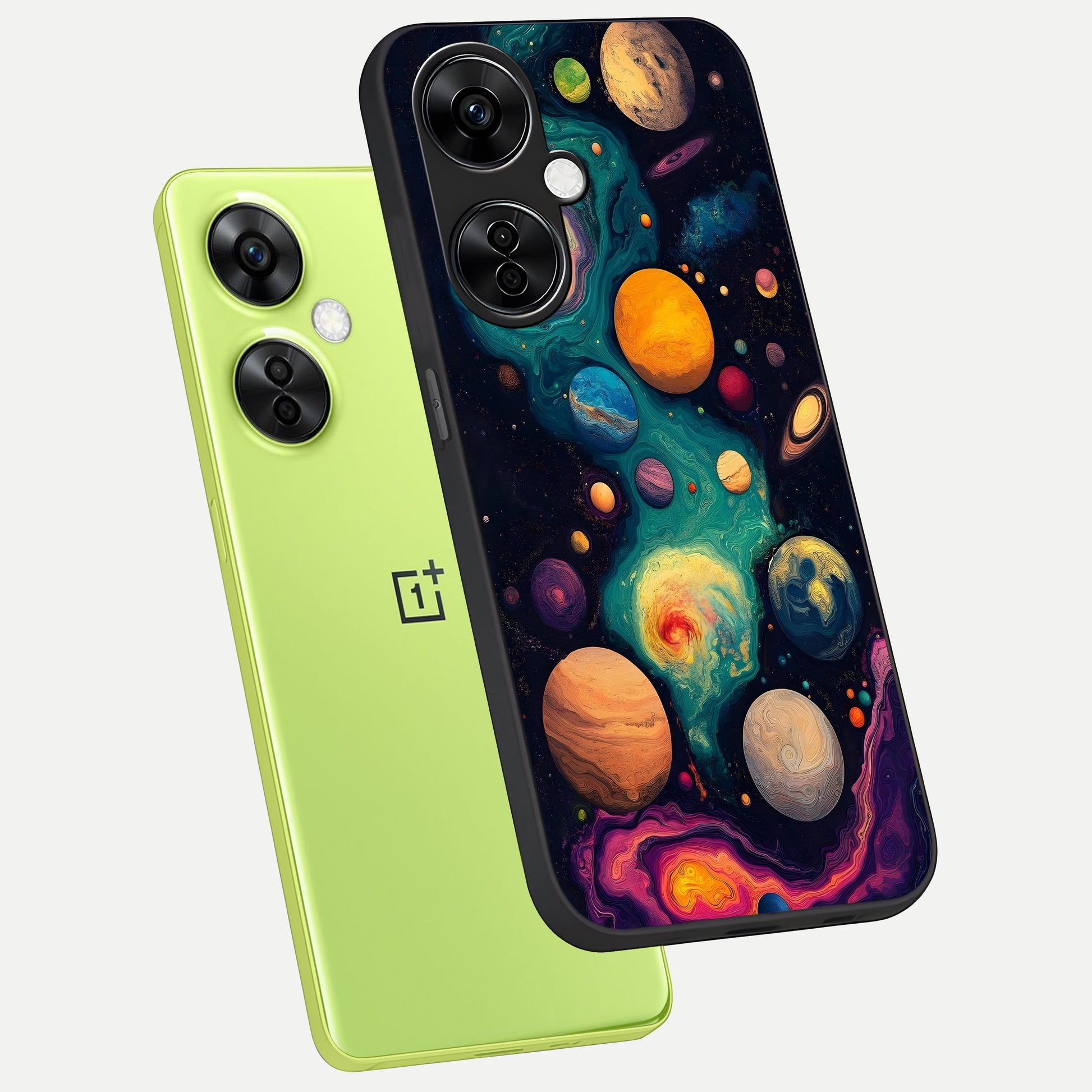  Cosmic Planet Journey phone case For Oneplus Nord CE3 Lite showing premium glass back cover with detailed artwork