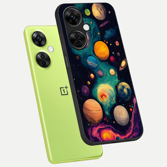  Cosmic Planet Journey phone case For Oneplus Nord CE3 Lite showing premium glass back cover with detailed artwork