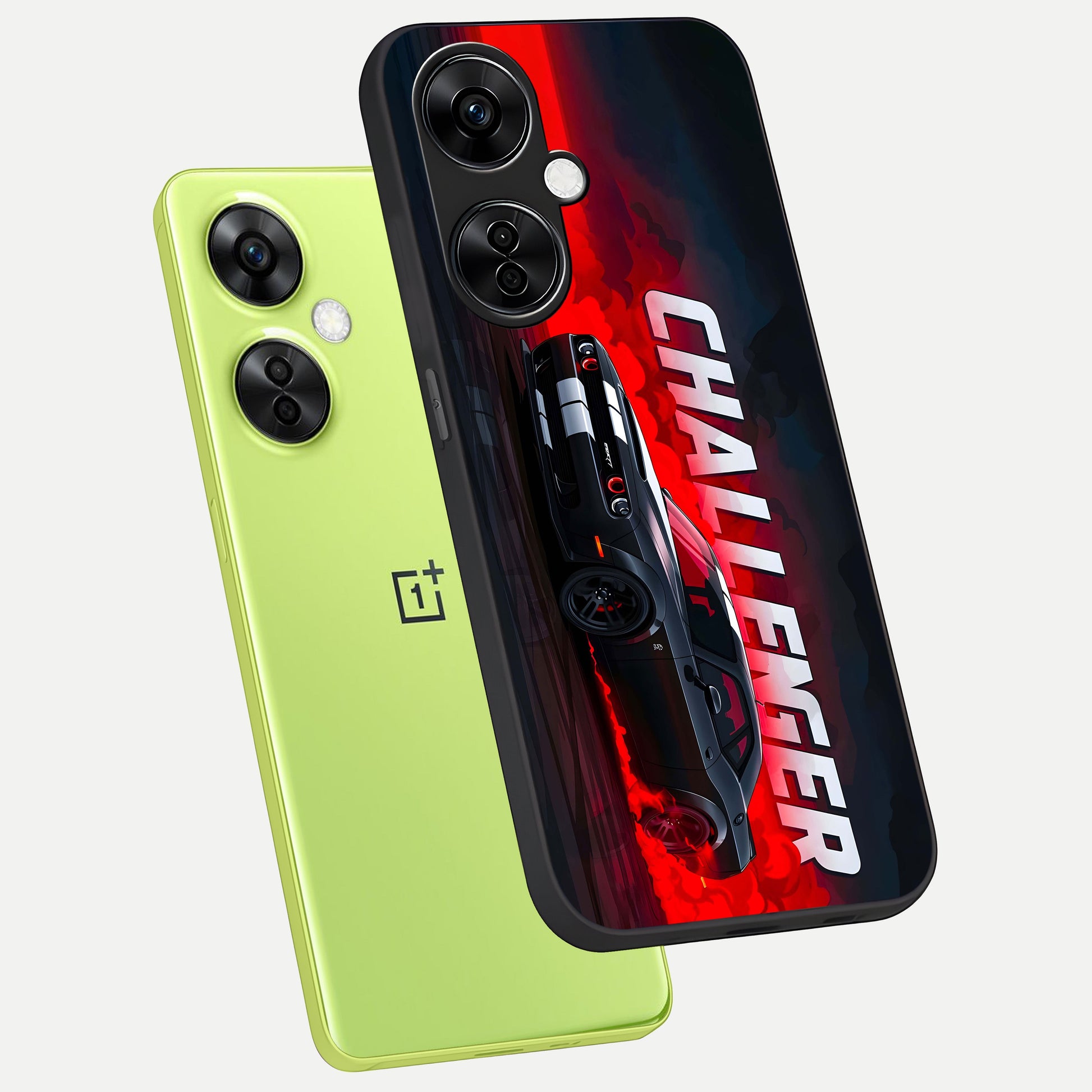  Crimson Challenger Fury phone case For Oneplus Nord CE3 Lite showing premium glass back cover with detailed artwork