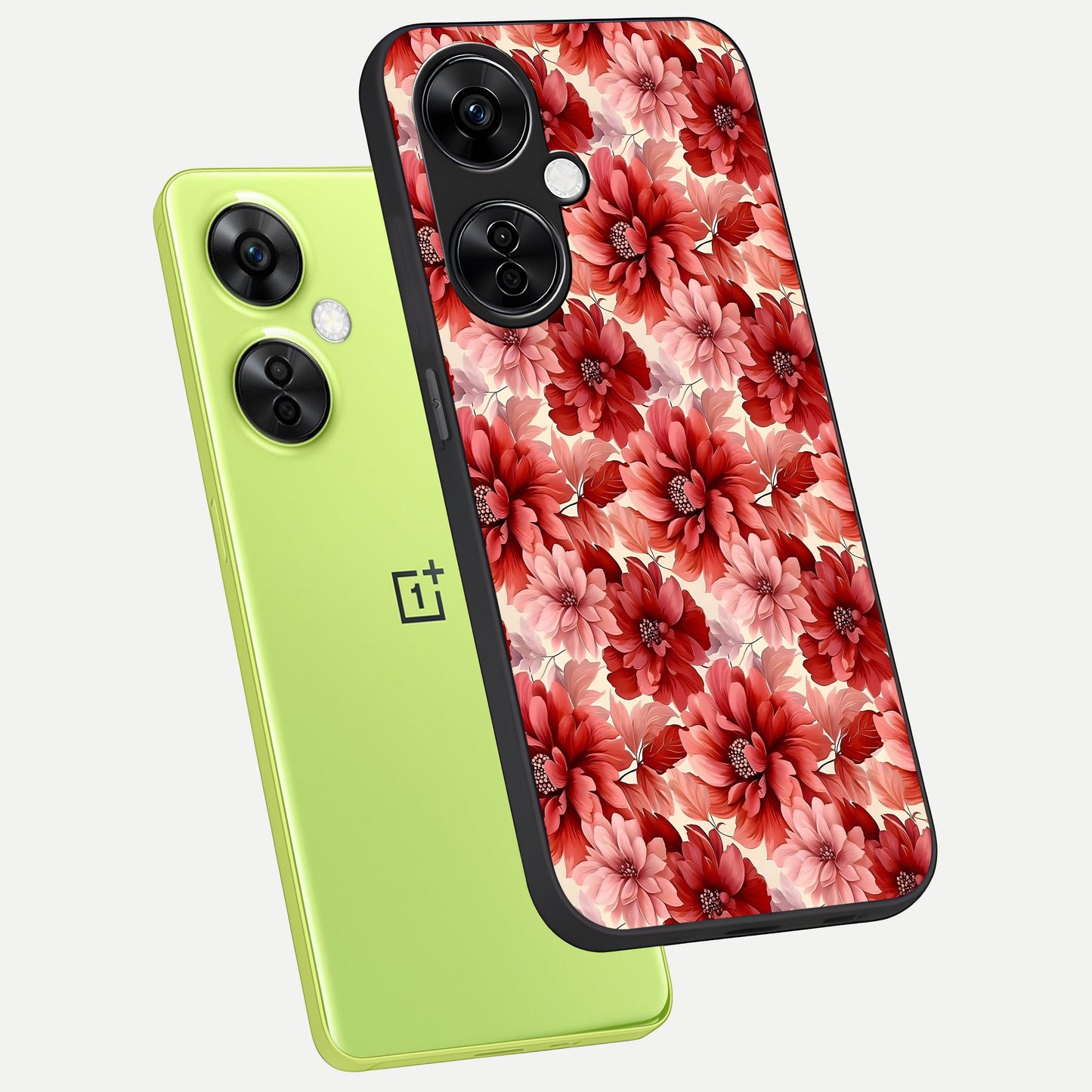  Crimson Love Petals phone case For Oneplus Nord CE3 Lite showing premium glass back cover with detailed artwork