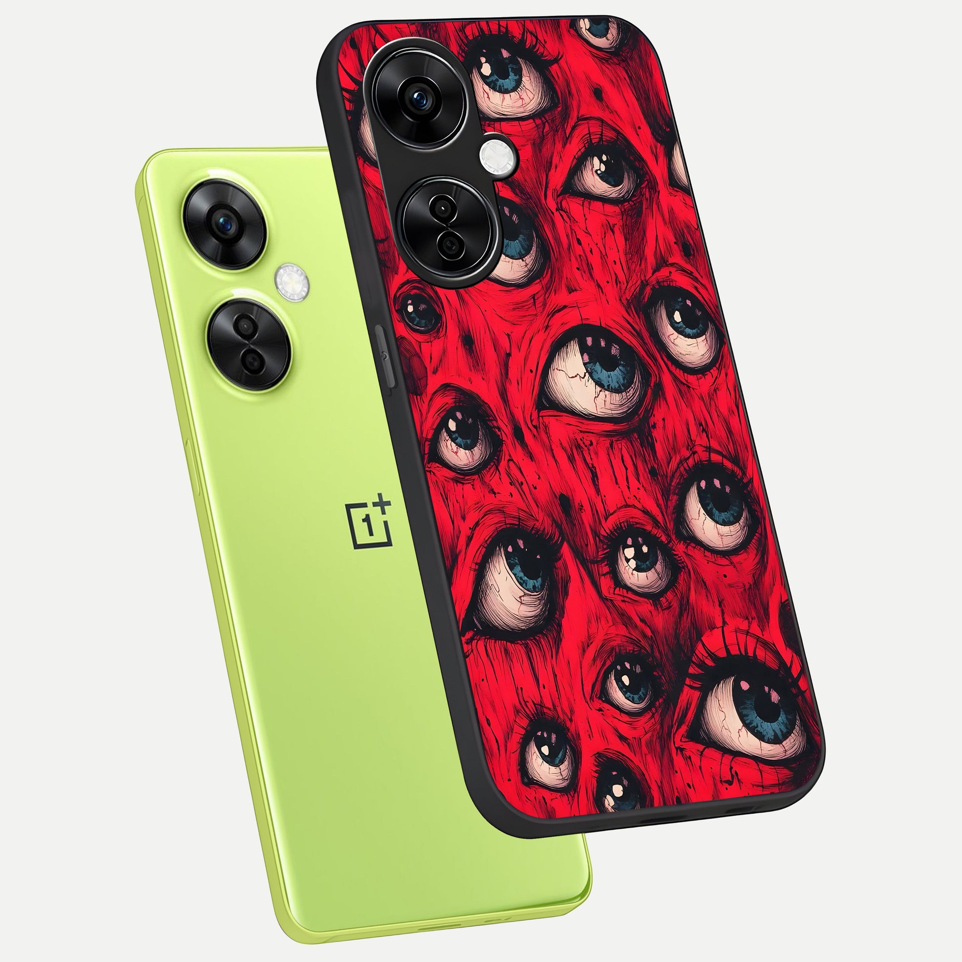  Crimson Watch Eyes phone case For Oneplus Nord CE3 Lite showing premium glass back cover with detailed artwork