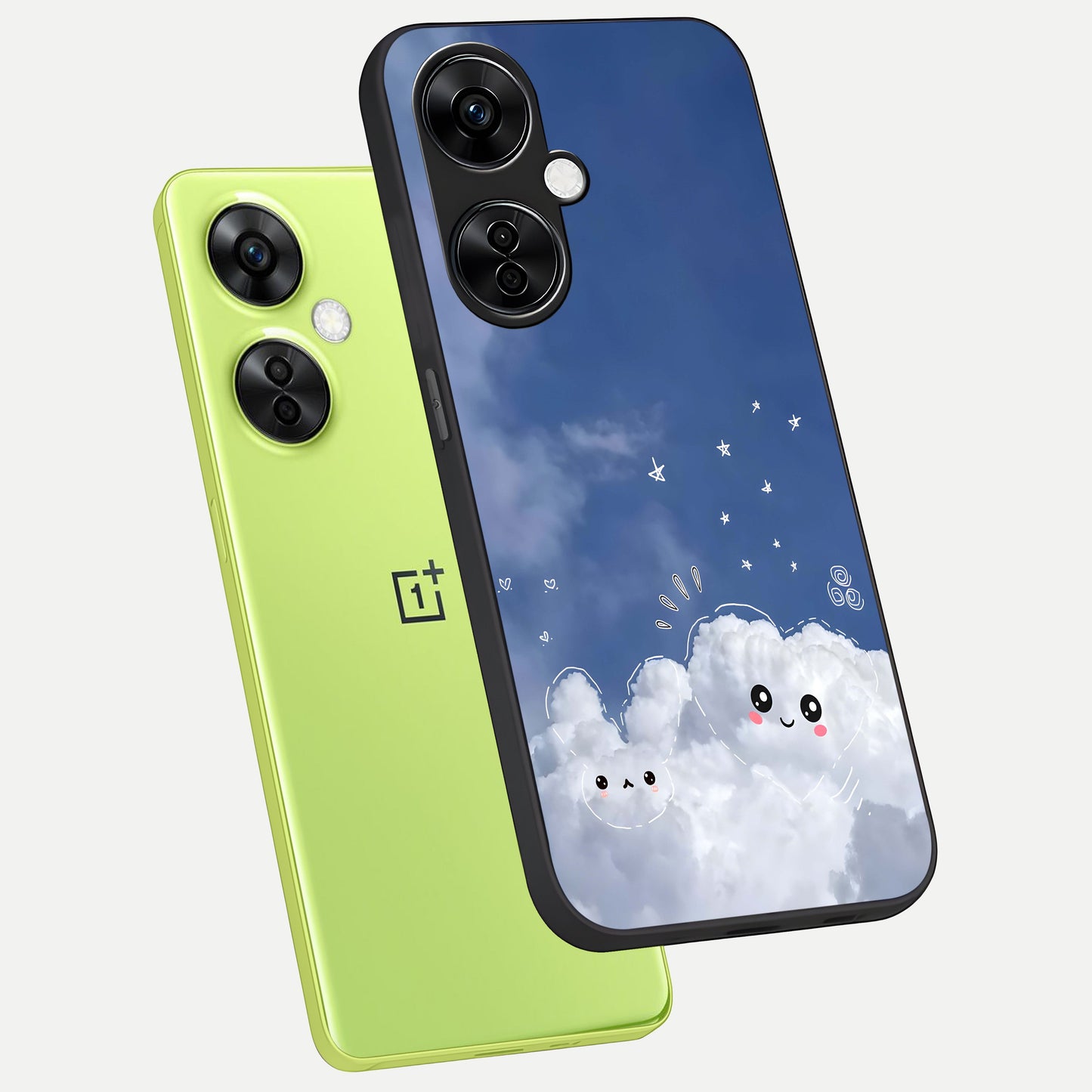  Cute Blossom Cloud phone case For Oneplus Nord CE3 Lite showing premium glass back cover with detailed artwork
