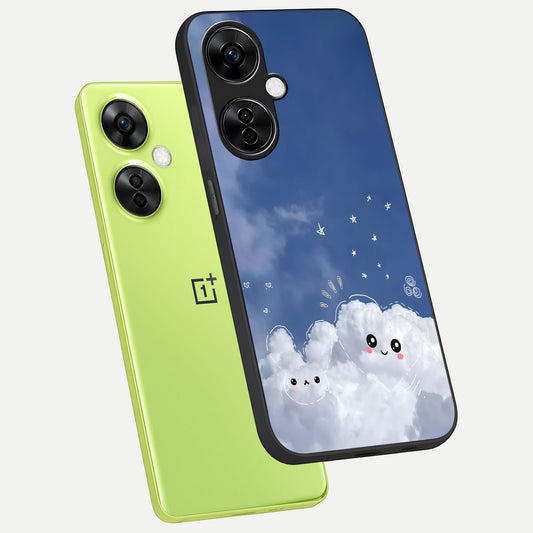  Cute Blossom Cloud phone case For Oneplus Nord CE3 Lite showing premium glass back cover with detailed artwork