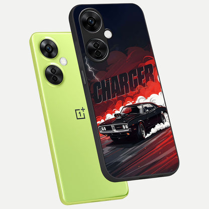  Dark Charger Fury phone case For Oneplus Nord CE3 Lite showing premium glass back cover with detailed artwork