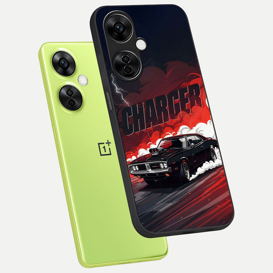  Dark Charger Fury phone case For Oneplus Nord CE3 Lite showing premium glass back cover with detailed artwork