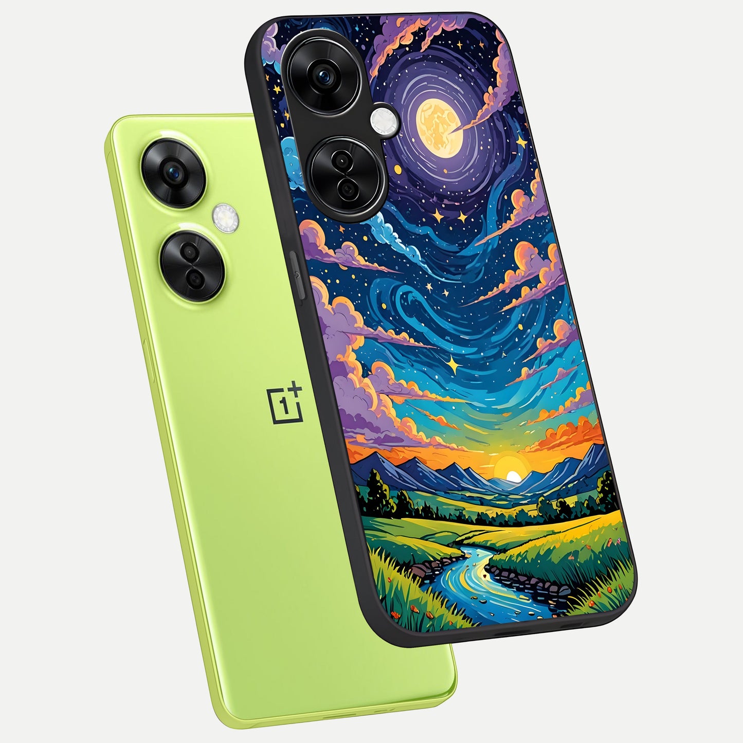  Dreamy Night Landscape phone case For Oneplus Nord CE3 Lite showing premium glass back cover with detailed artwork