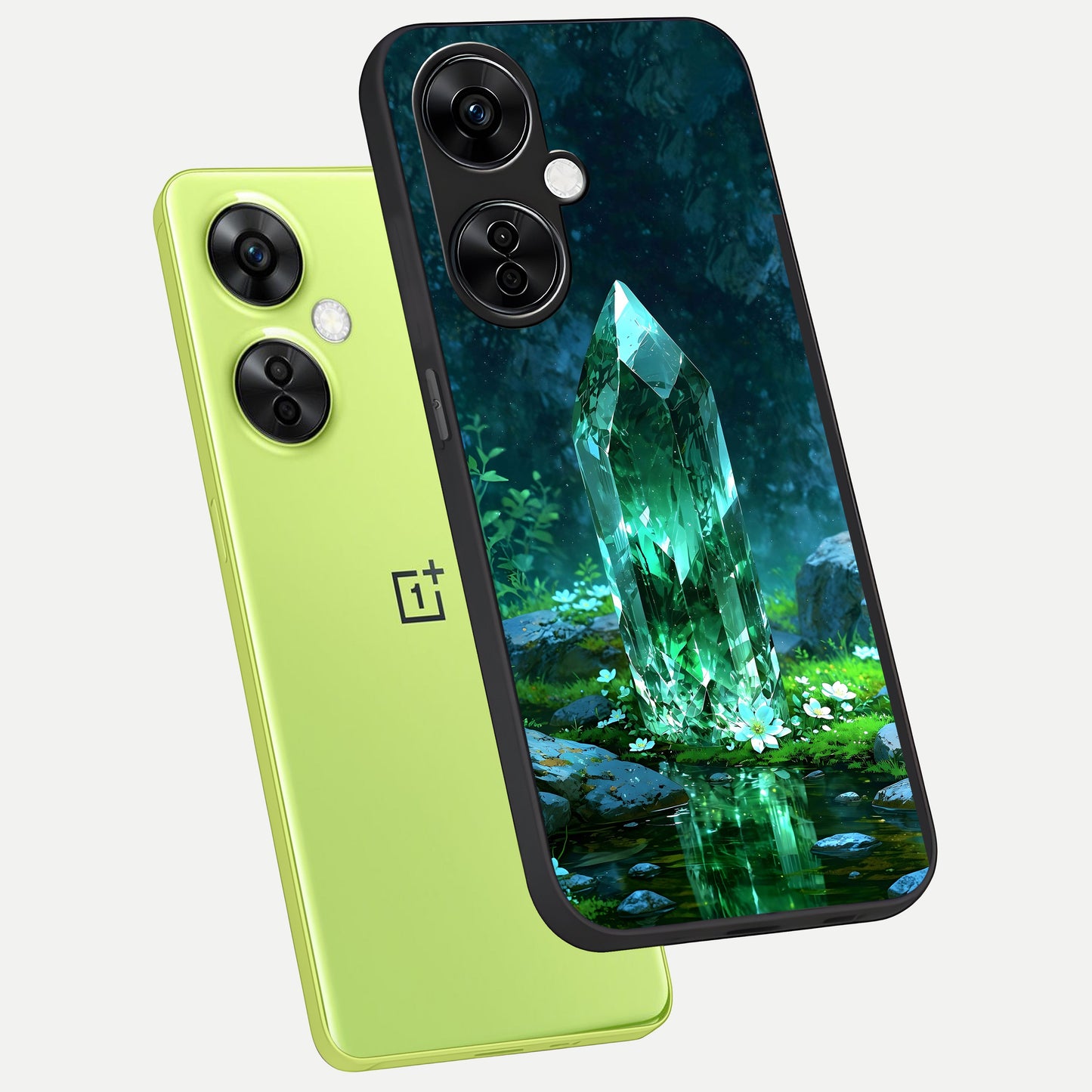 Emerald Light Crystal phone case For Oneplus Nord CE3 Lite showing premium glass back cover with detailed artwork