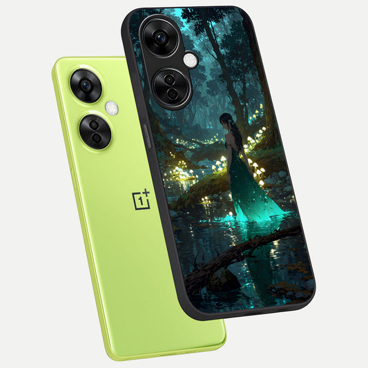  Enchanted Forest Glow phone case For Oneplus Nord CE3 Lite showing premium glass back cover with detailed artwork