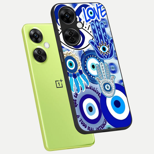  Evil Eyes Dream phone case For Oneplus Nord CE3 Lite showing premium glass back cover with detailed artwork