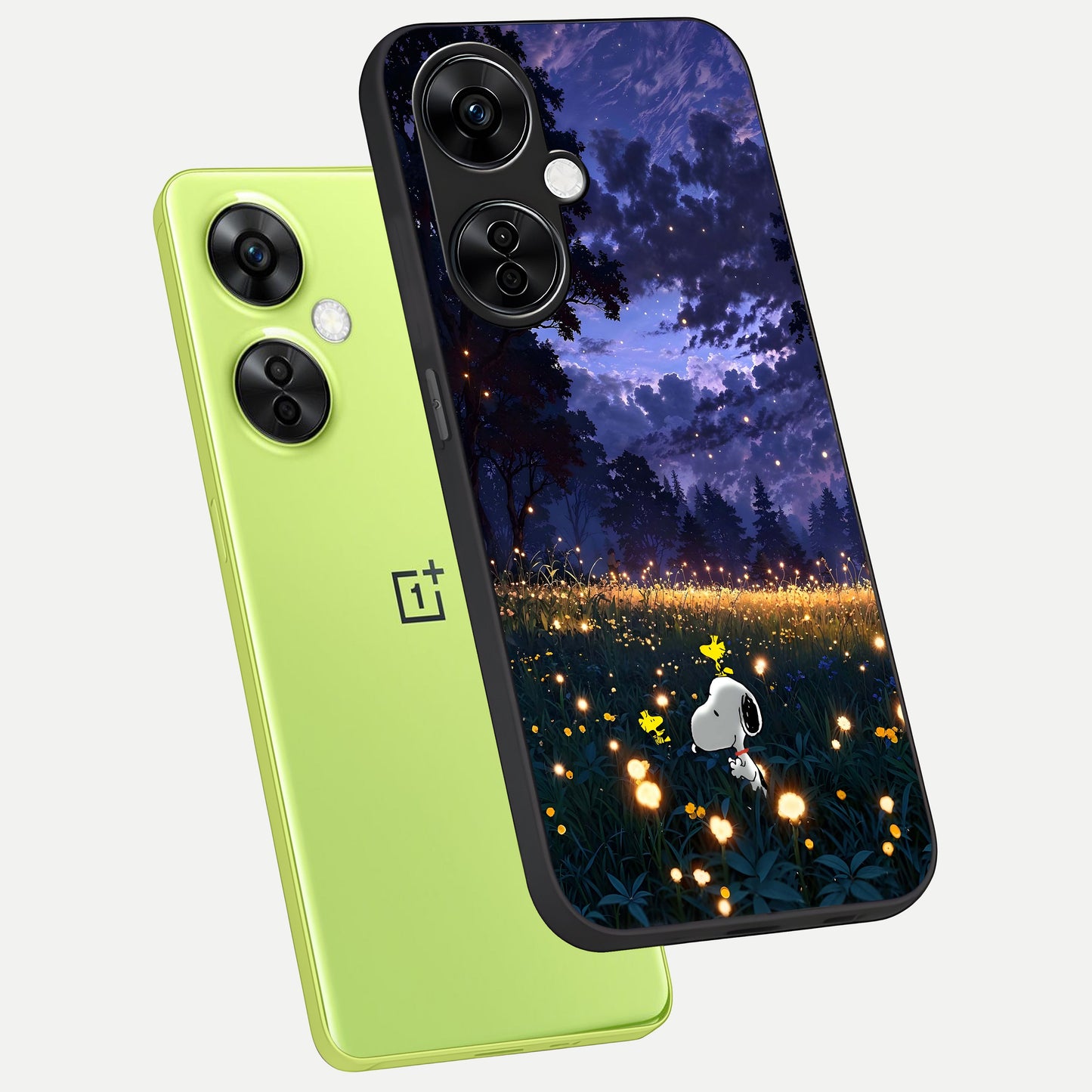  Firefly Meadow Magic phone case For Oneplus Nord CE3 Lite showing premium glass back cover with detailed artwork