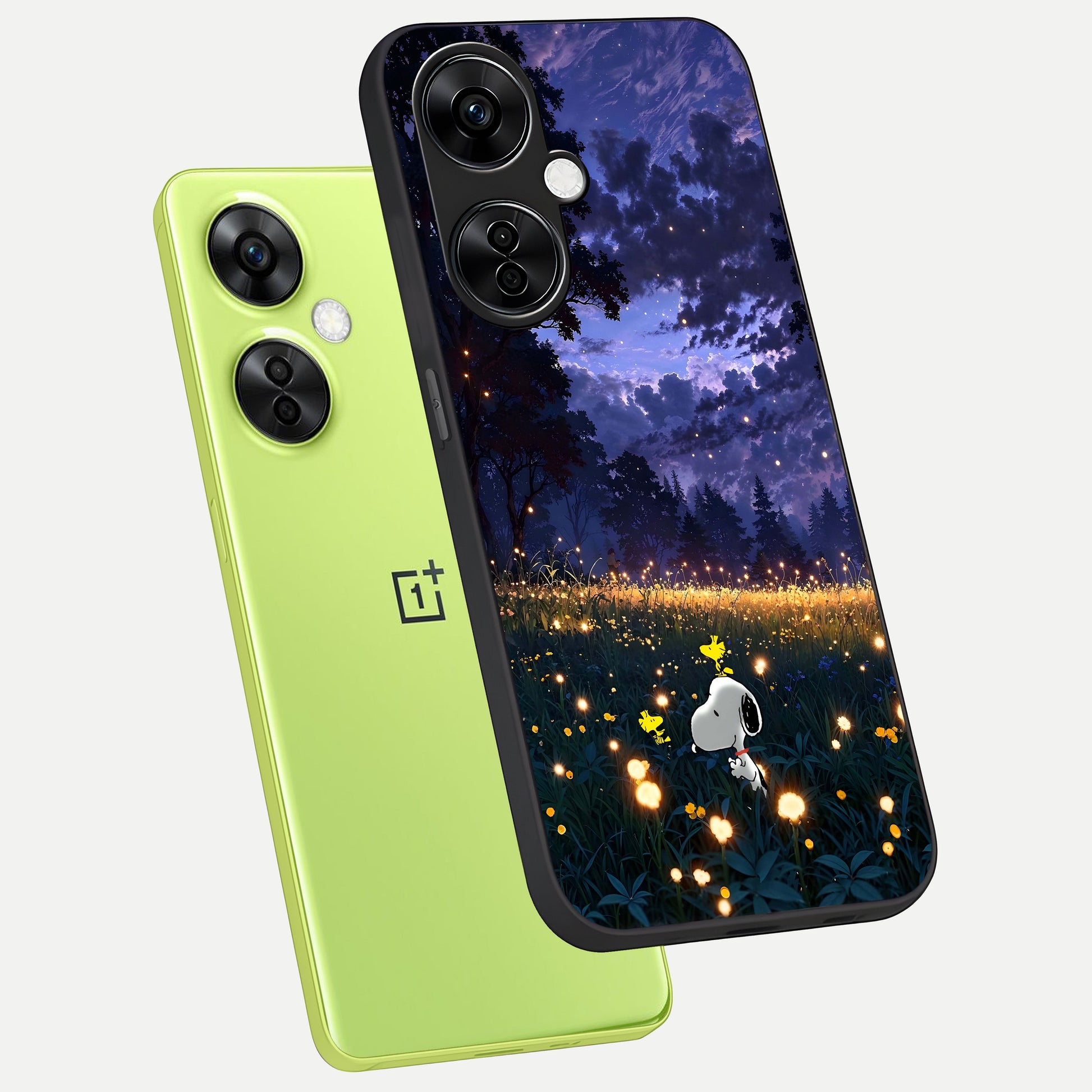  Firefly Meadow Magic phone case For Oneplus Nord CE3 Lite showing premium glass back cover with detailed artwork