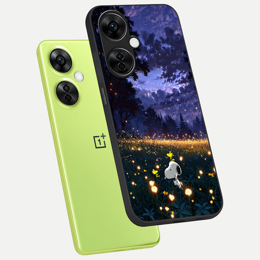  Firefly Meadow Magic phone case For Oneplus Nord CE3 Lite showing premium glass back cover with detailed artwork