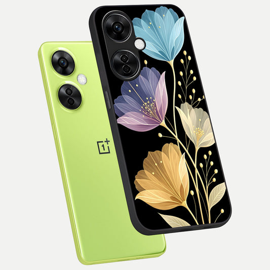  Flower Bloom Glow phone case For Oneplus Nord CE3 Lite showing premium glass back cover with detailed artwork