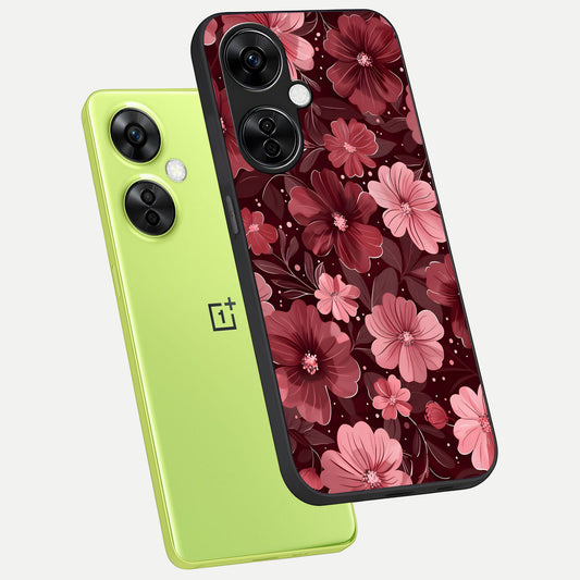  Flower Blush Bloom phone case For Oneplus Nord CE3 Lite showing premium glass back cover with detailed artwork