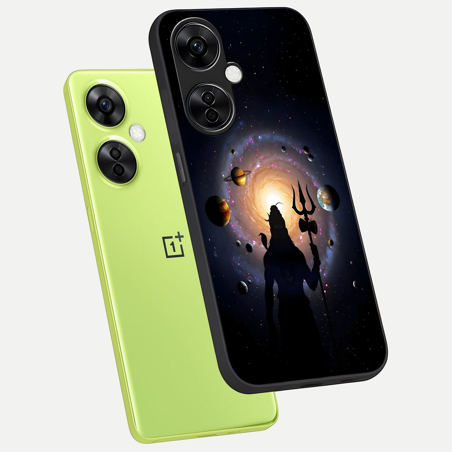  Galactic Shiva Vision phone case For Oneplus Nord CE3 Lite showing premium glass back cover with detailed artwork