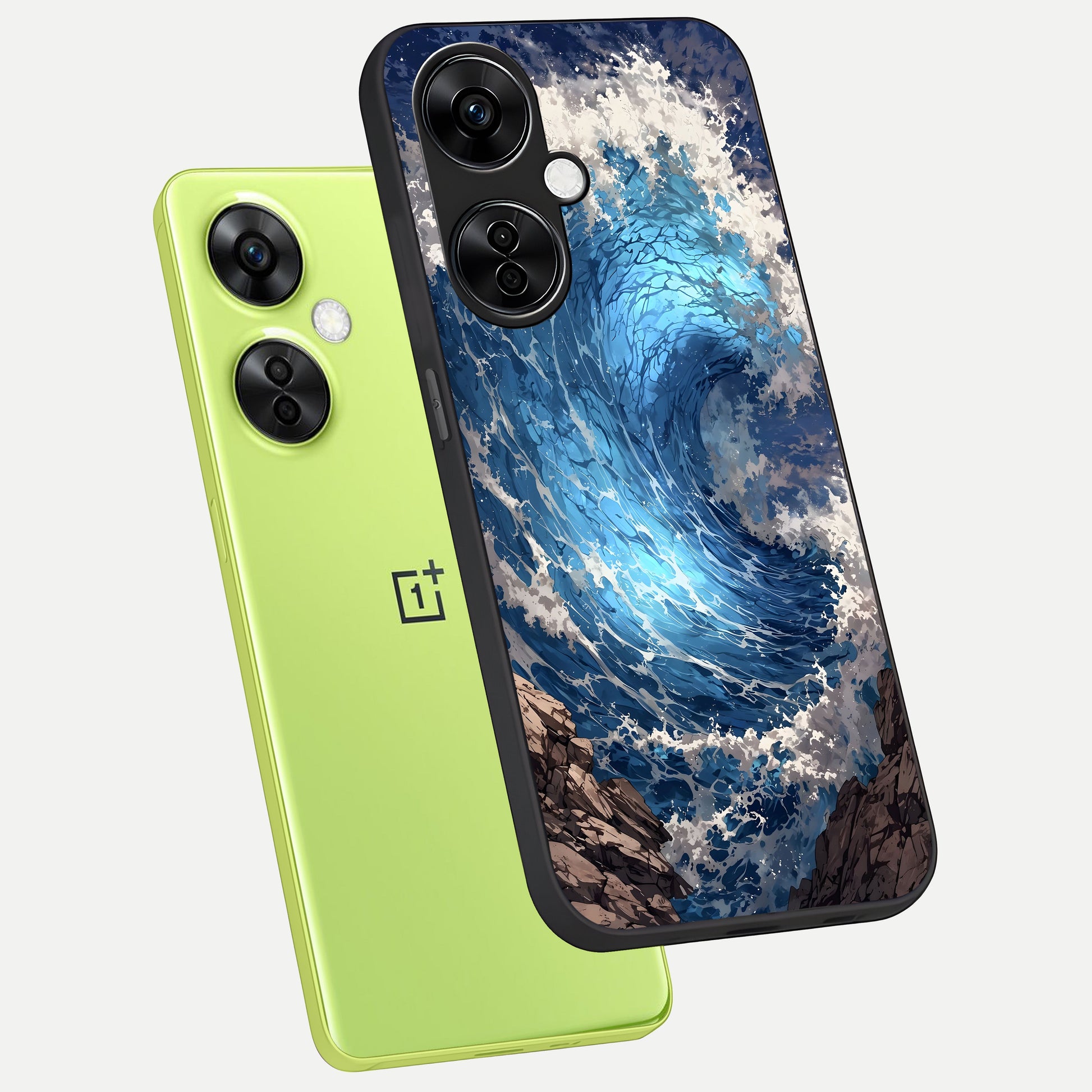  Giant Ocean Wave phone case For Oneplus Nord CE3 Lite showing premium glass back cover with detailed artwork