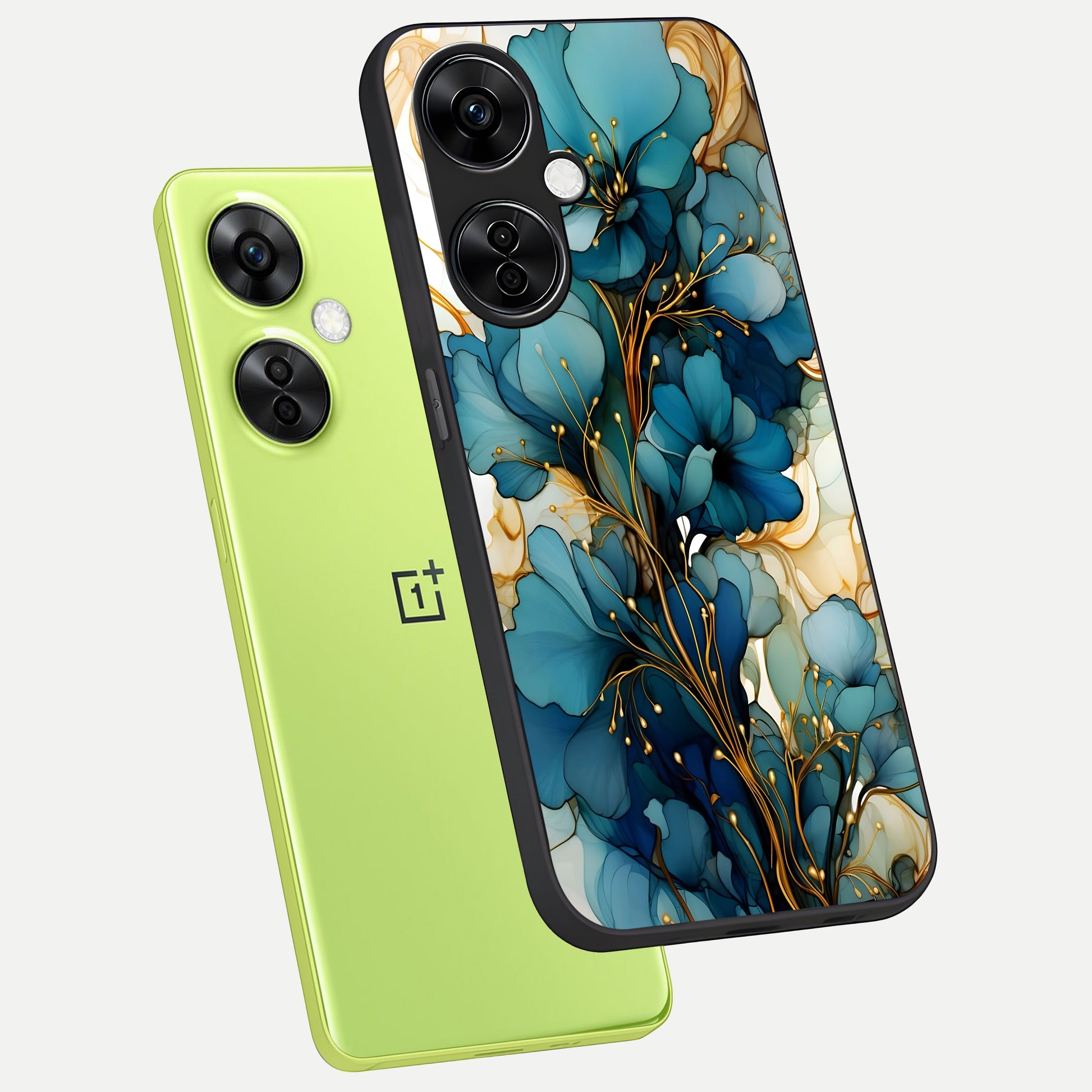  Golden Bloom Symphony phone case For Oneplus Nord CE3 Lite showing premium glass back cover with detailed artwork