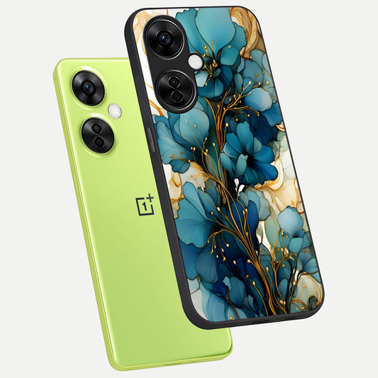  Golden Bloom Symphony phone case For Oneplus Nord CE3 Lite showing premium glass back cover with detailed artwork