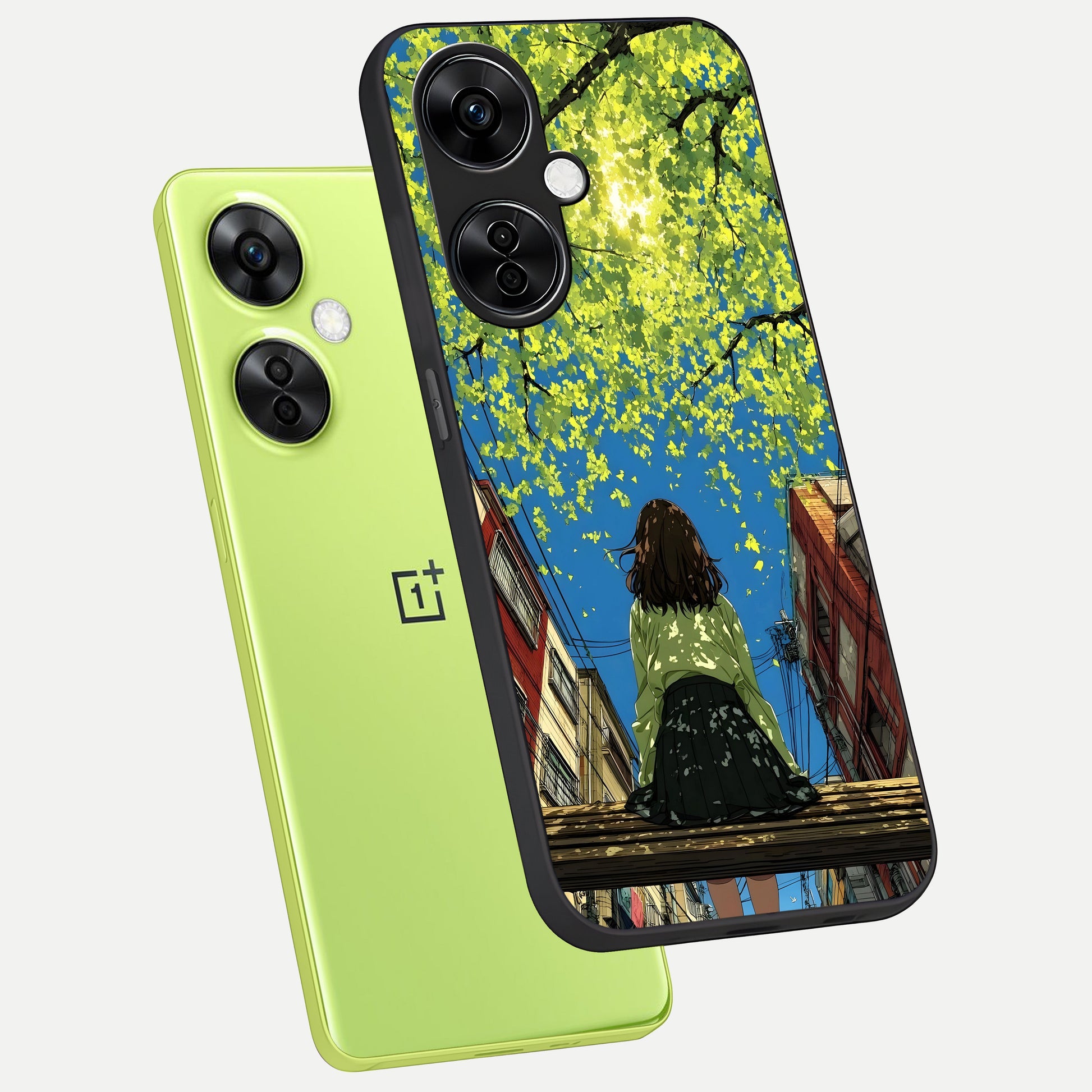  Golden Leaves Glow phone case For Oneplus Nord CE3 Lite showing premium glass back cover with detailed artwork