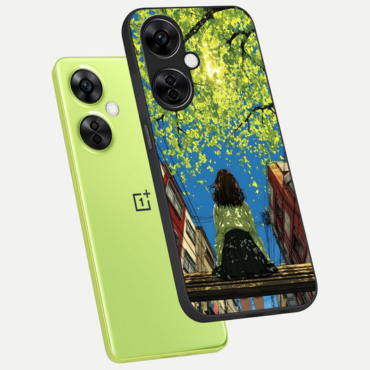  Golden Leaves Glow phone case For Oneplus Nord CE3 Lite showing premium glass back cover with detailed artwork