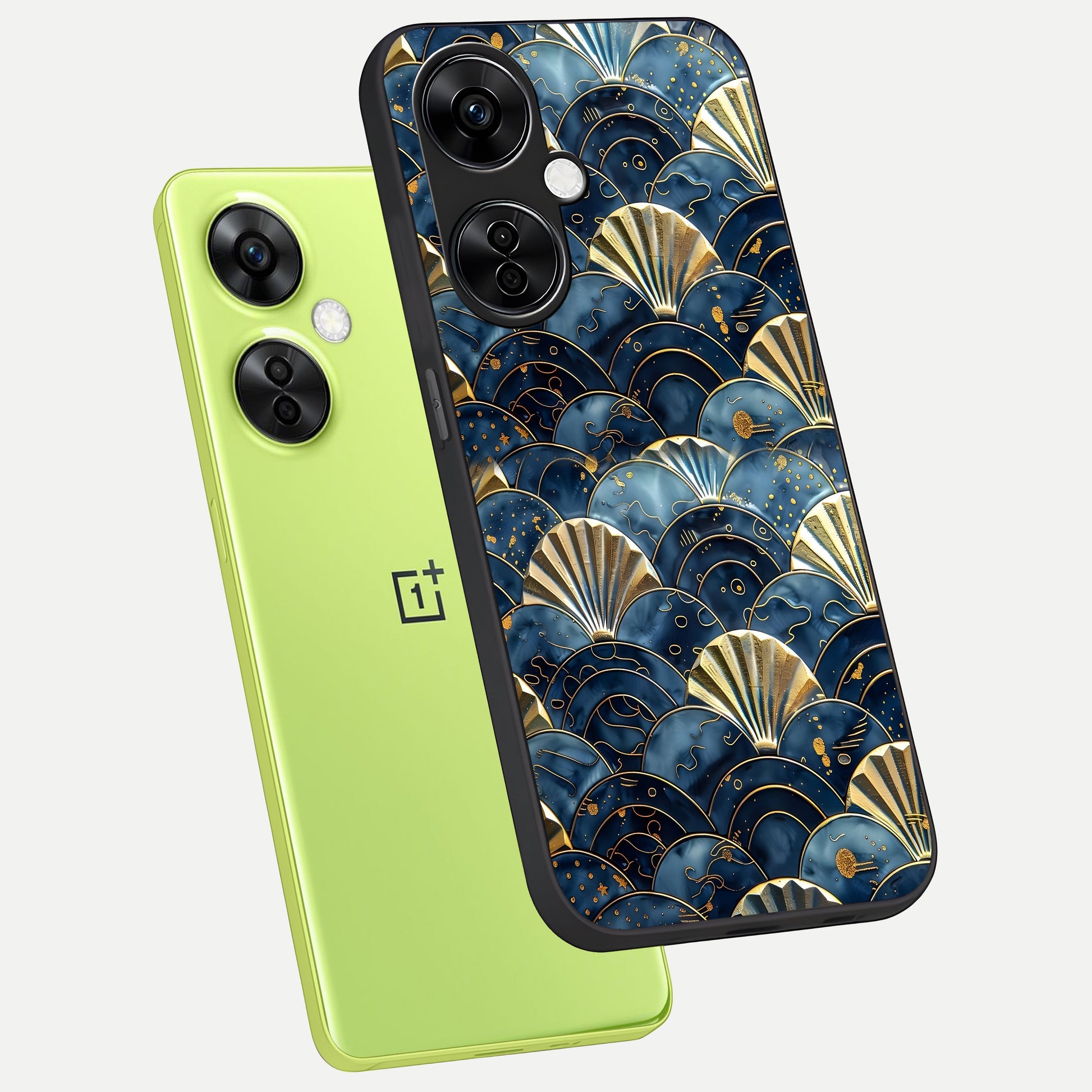  Golden Wave Luxe phone case For Oneplus Nord CE3 Lite showing premium glass back cover with detailed artwork
