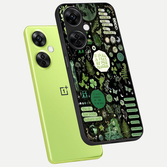  Green Mandala Pattern phone case For Oneplus Nord CE3 Lite showing premium glass back cover with detailed artwork