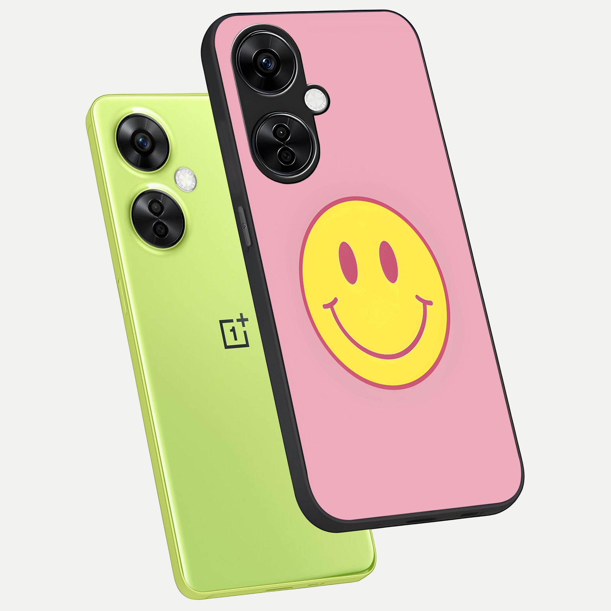  Happy Pink Mood phone case For Oneplus Nord CE3 Lite showing premium glass back cover with detailed artwork