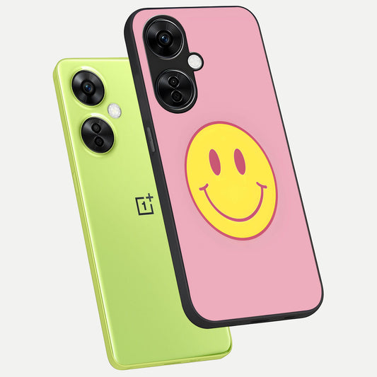  Happy Pink Mood phone case For Oneplus Nord CE3 Lite showing premium glass back cover with detailed artwork