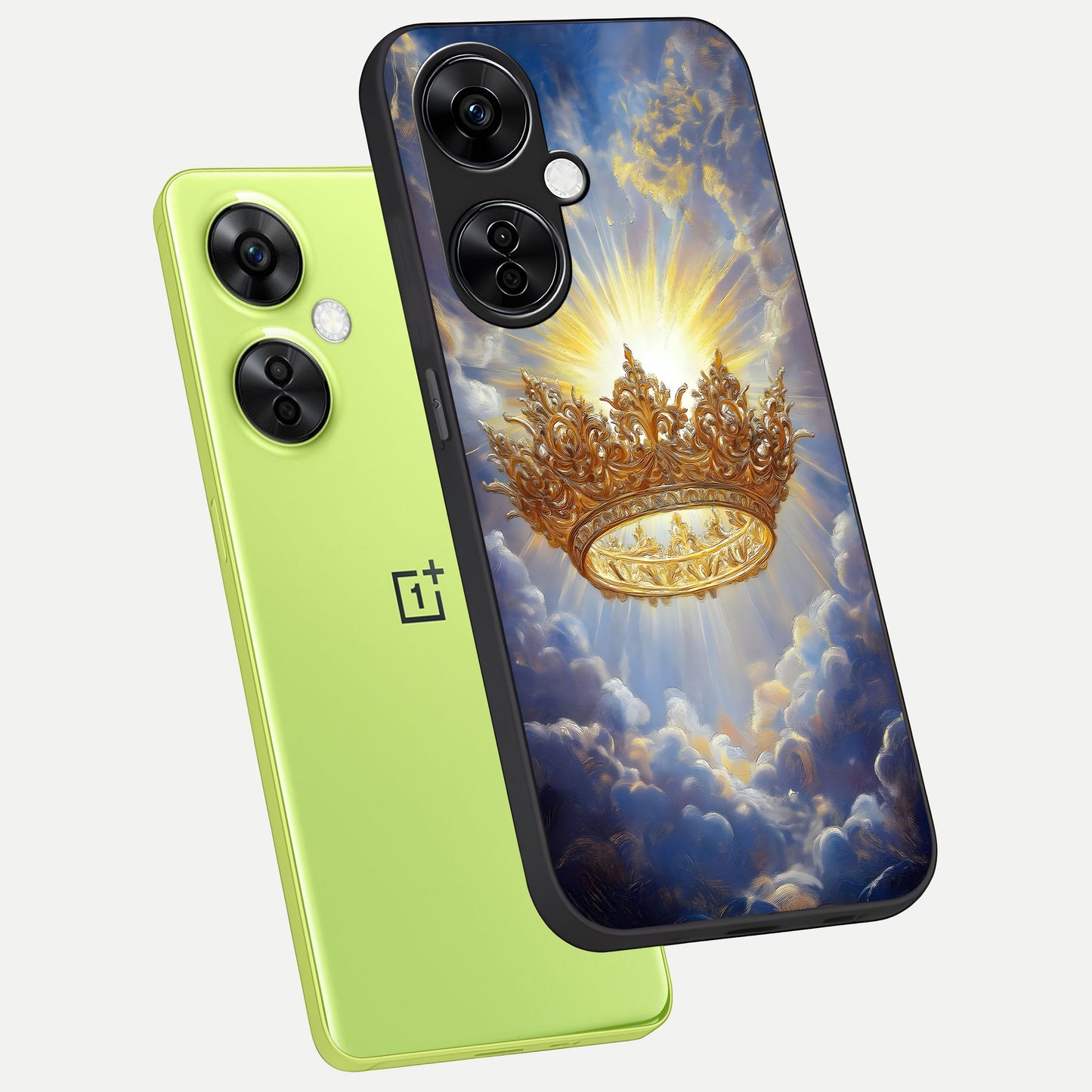  Heavenly Crown Light phone case For Oneplus Nord CE3 Lite showing premium glass back cover with detailed artwork