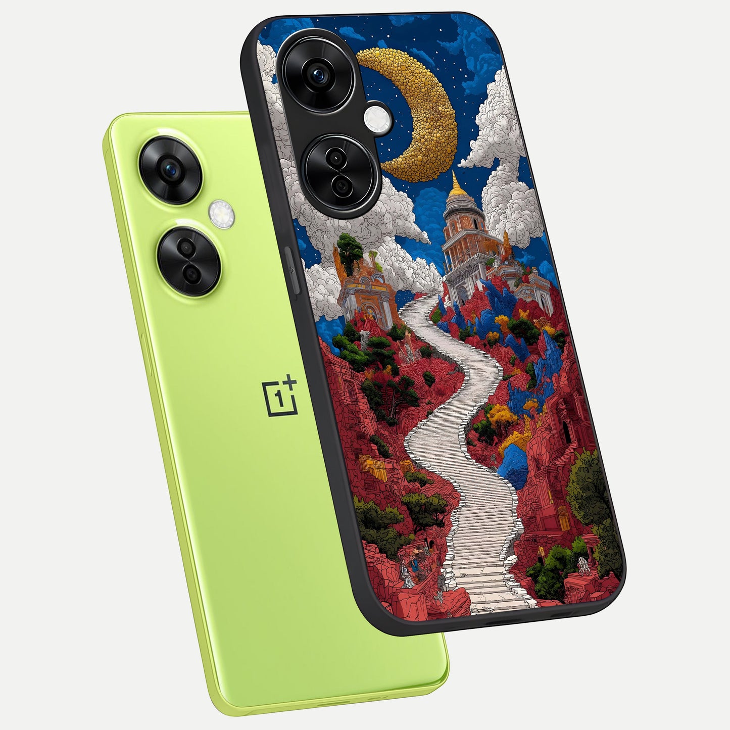  Heavenly Moon Path phone case For Oneplus Nord CE3 Lite showing premium glass back cover with detailed artwork